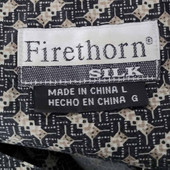 Firethorn Silk Mens Short Sleeve Button Down Shirt Casual Front Pocket Color Bla - Picture 6 of 6